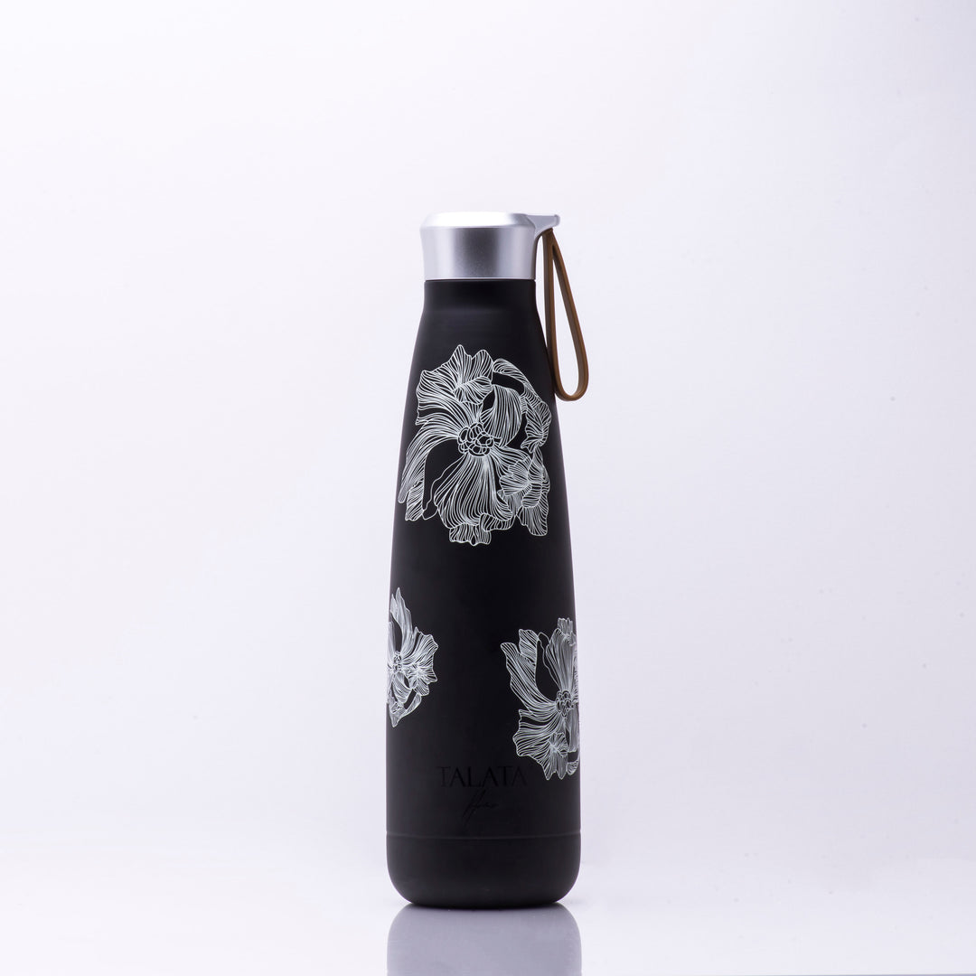 Bloom Water Bottle - BLACK FLORAL